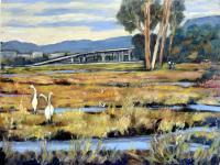 California Paintings - Marshes At Pt Isabel Looking Towards I-80 - Acrylic